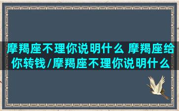 摩羯座不理你说明什么 摩羯座给你转钱/摩羯座不理你说明什么 摩羯座给你转钱-我的网站